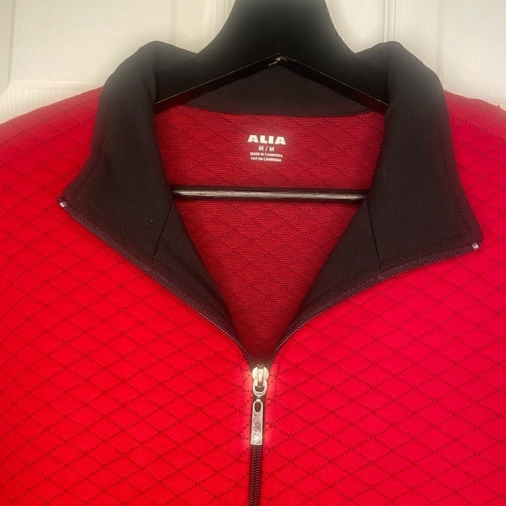 Alia Quilted Black Red Zippered Jacket